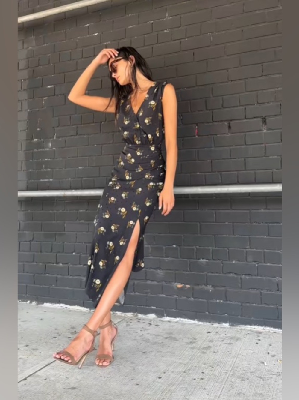 New $648 Veronica Beard Wixson Silk Floral Dress In Black size 6